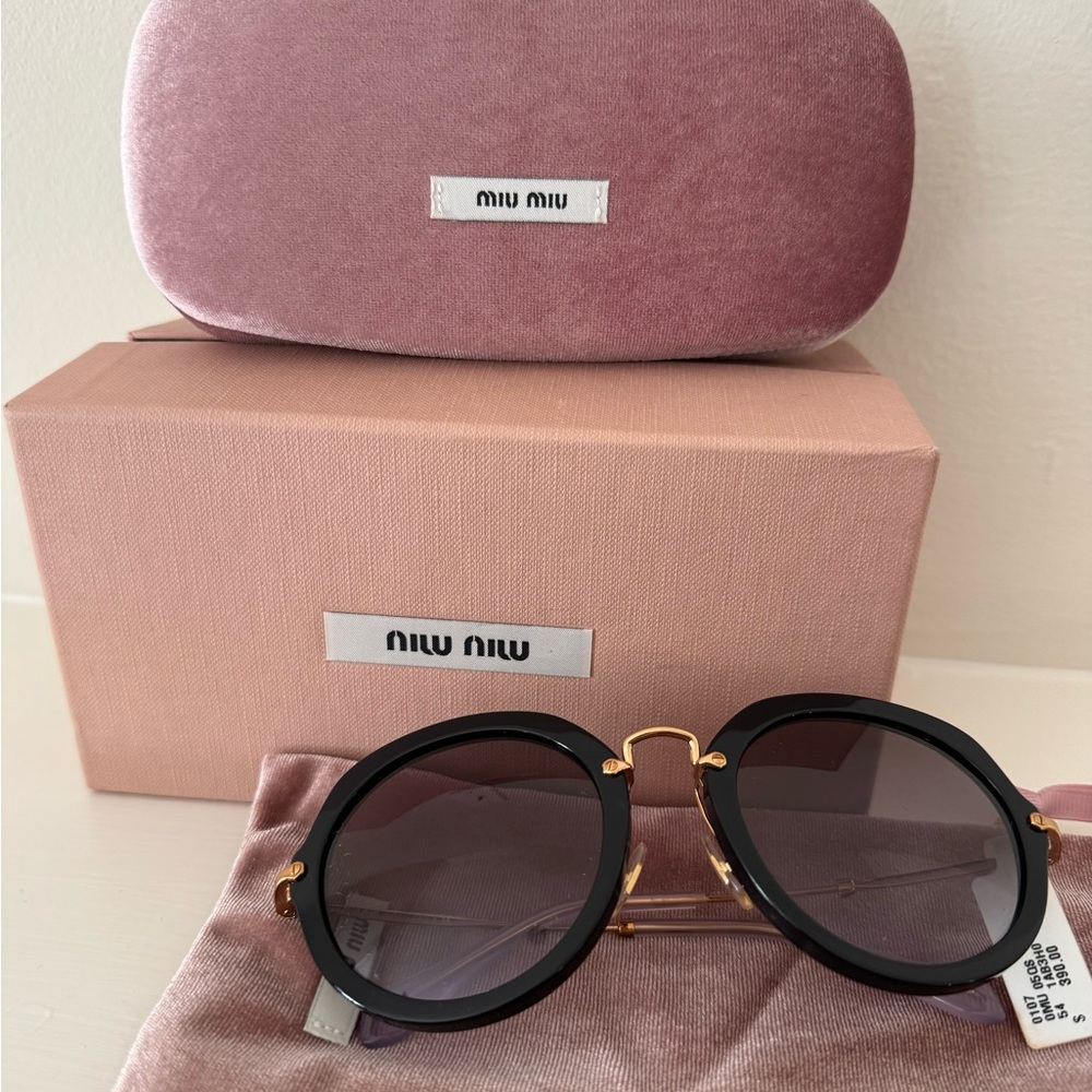 Miu Miu Gold and Black Sunglasses